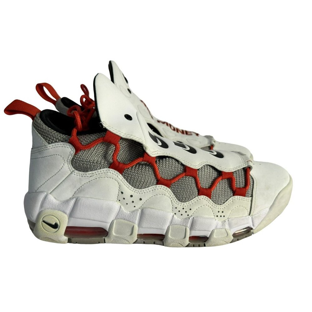 2018 Nike Air More Money White/Habanero Red/Atmosphere Grey Mesh Shoes Sz 10.5 - Picture 3 of 11